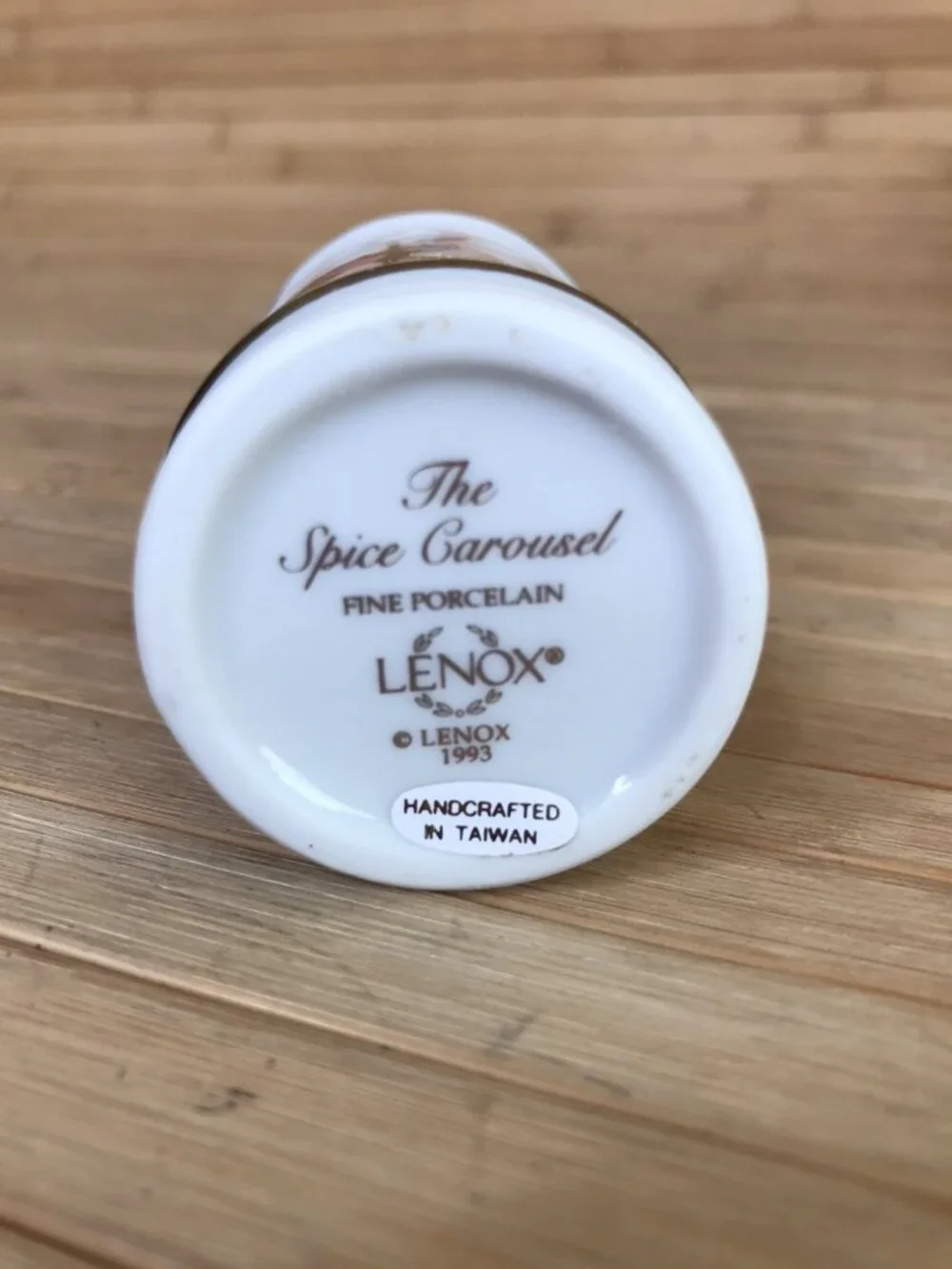 Lenox Fine Porcelain The Spice Carousel Celery Salt Jar Lid Gold Fill Trim 1993